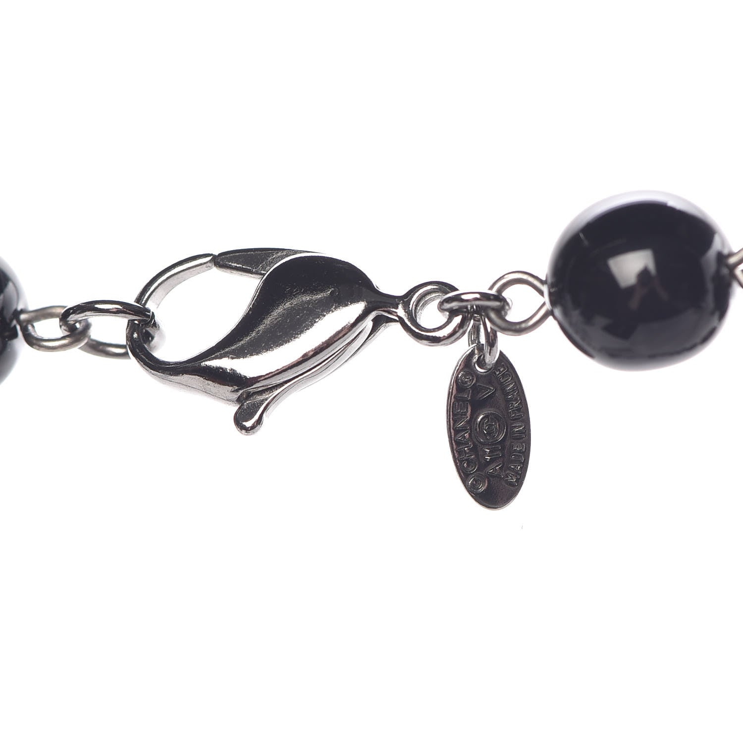 Chanel Ruthenium Beaded CC Long Necklace Black 4 of 6