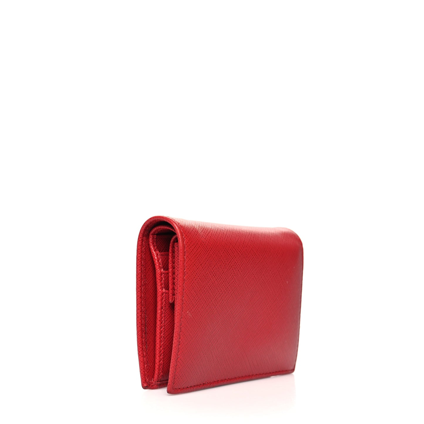 Saffiano Metal Compact Snap Bi-Fold Wallet Fuoco