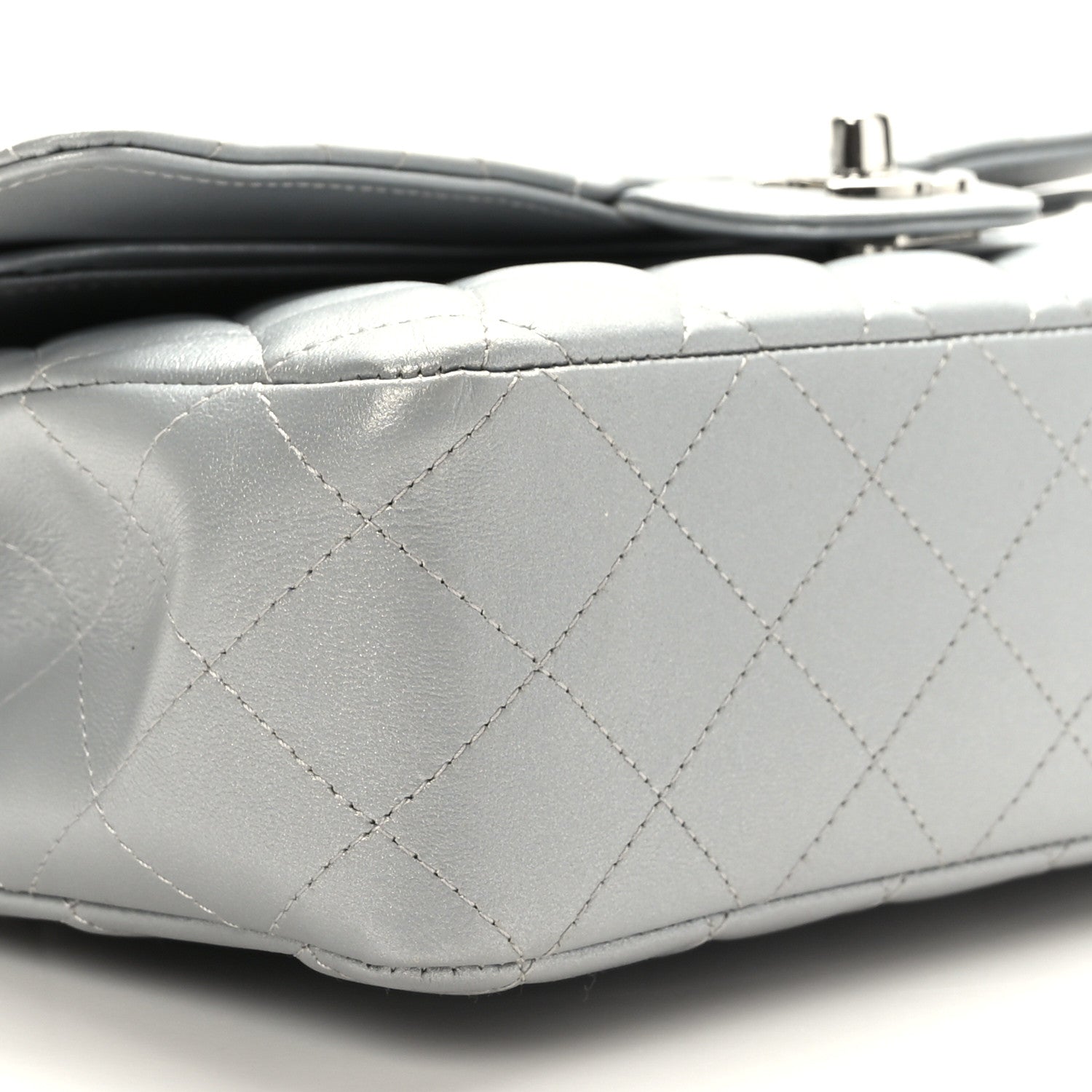 Chanel Iridescent Lambskin Quilted Medium Double Flap Grey 8 of 9