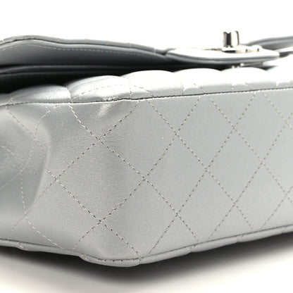 Chanel Iridescent Lambskin Quilted Medium Double Flap Grey 8 of 9