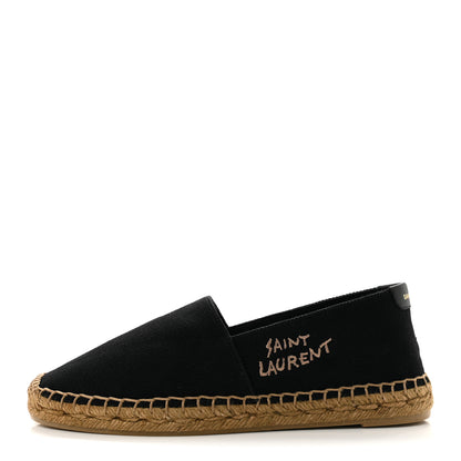 Saint Laurent Canvas Nappa Elba Light Logo Embroidered Espadrilles 38.5 Black 1 of 10