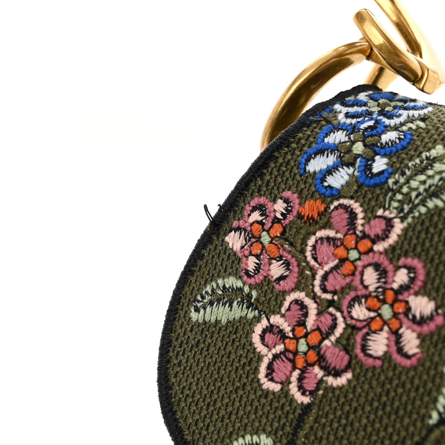 Canvas Embroidered Petites Fleurs Saddle Bag Green Multicolor