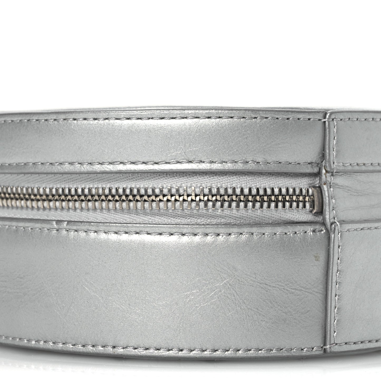 Metallic Glazed Calfskin Round As Earth Evening Bag Silver