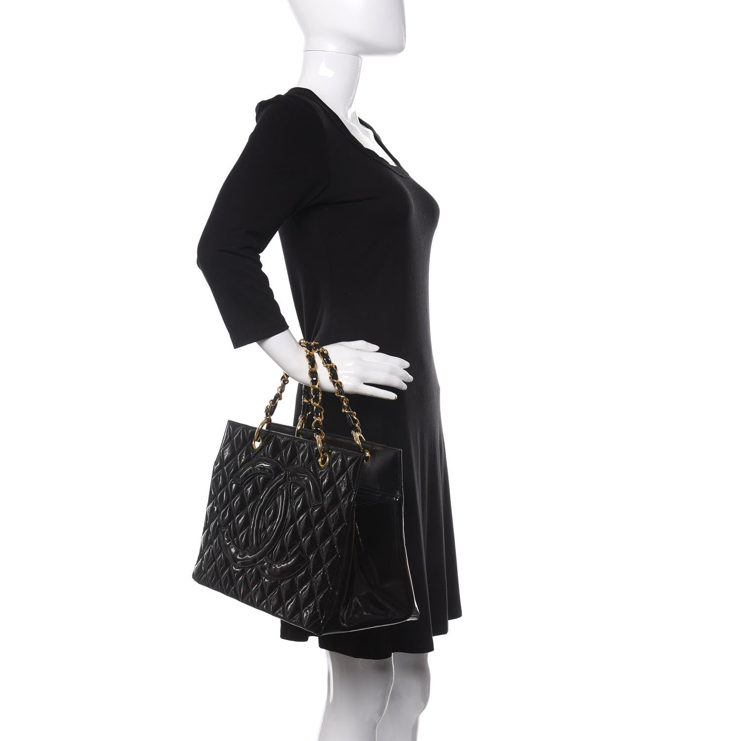 Chanel Patent Quilted Timeless CC Tote Black 2 of 9