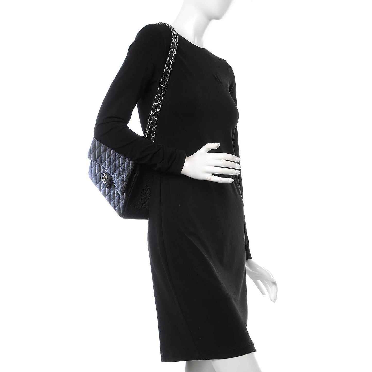 Caviar Quilted Jumbo Double Flap Black