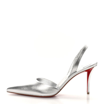 Christian Louboutin Laminated Calfskin Kate Max O Slingback 100 Pumps 38 Silver 1 of 8