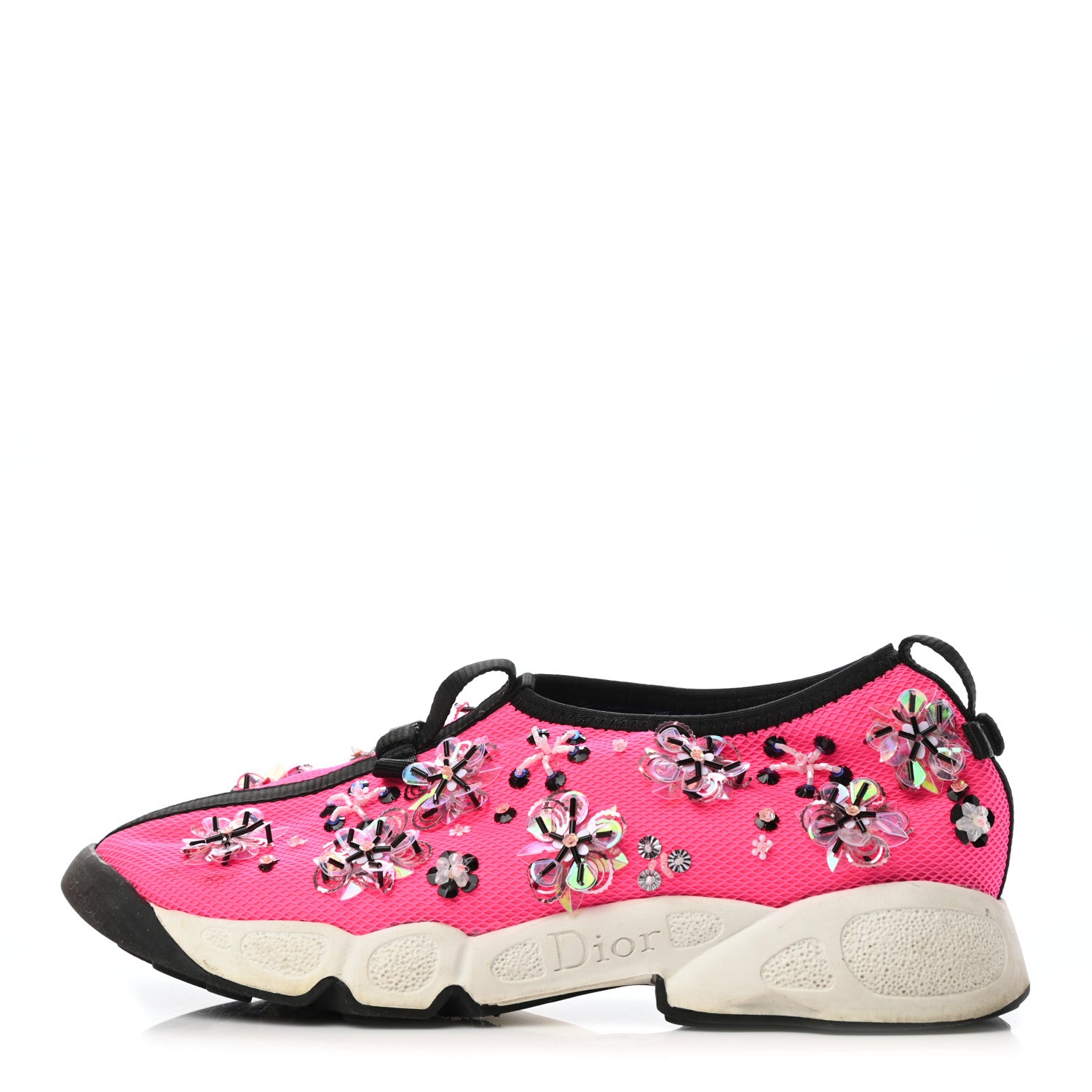 Christian Dior Technical Canvas Embellished Dior Fusion Sneakers 36 Rose Fluo 1 of 8