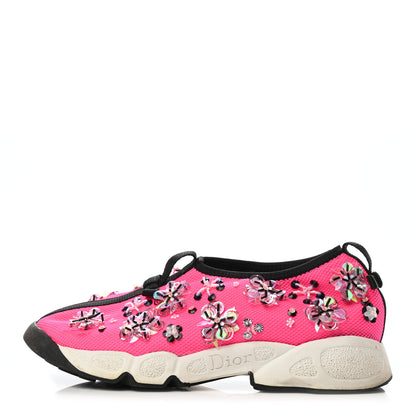 Christian Dior Technical Canvas Embellished Dior Fusion Sneakers 36 Rose Fluo 1 of 8