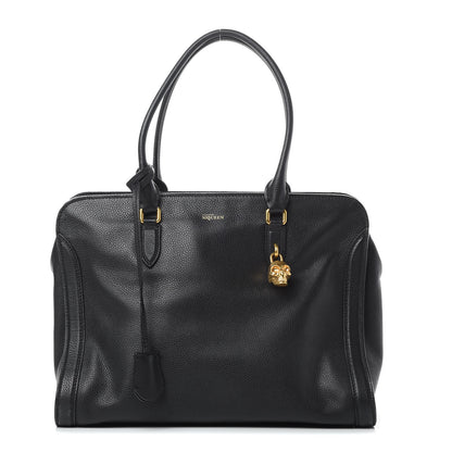 Alexander McQueen Pebbled Calfskin Large Skull Padlock Zip Around Tote Black 1 of 15
