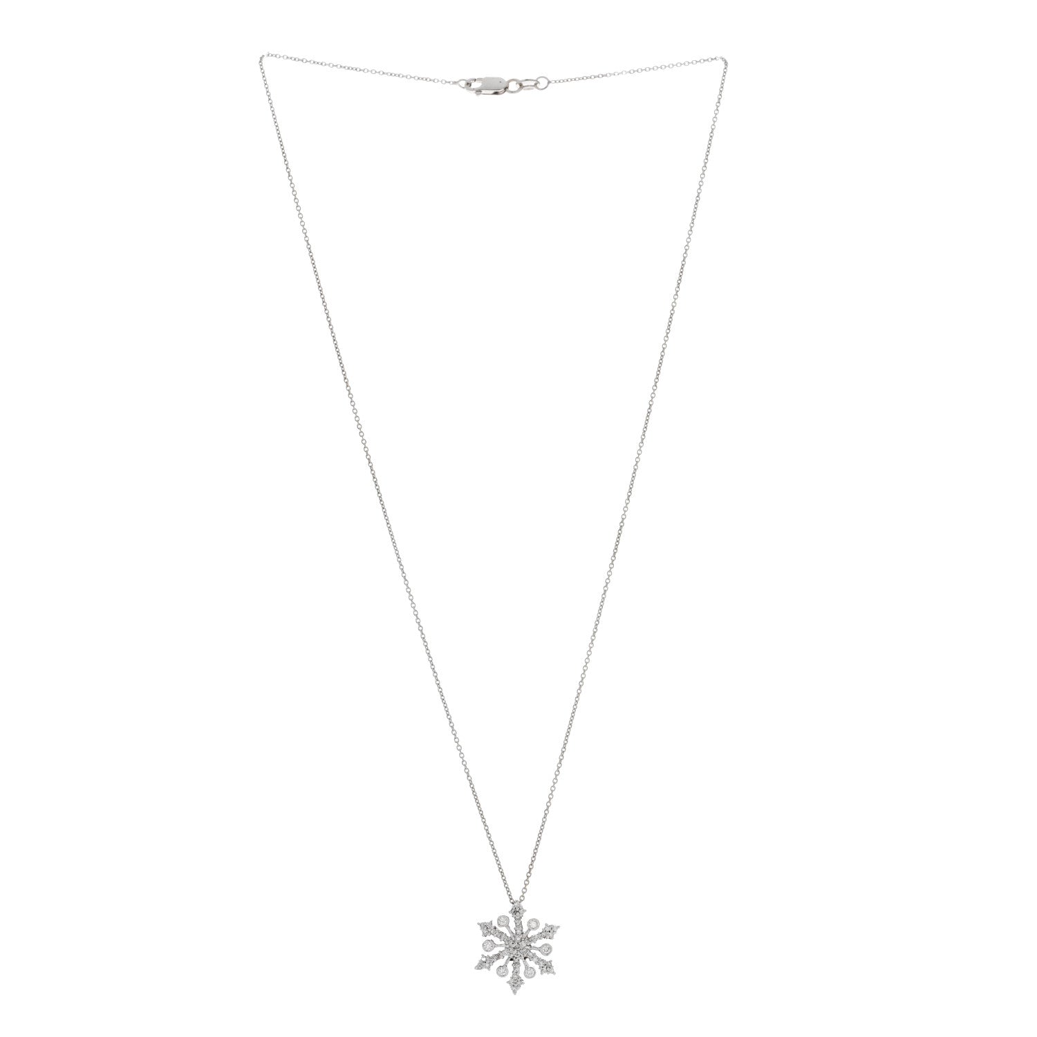Roberto Coin 18K White Gold Diamond Snowflake Pendant Necklace 3 of 5