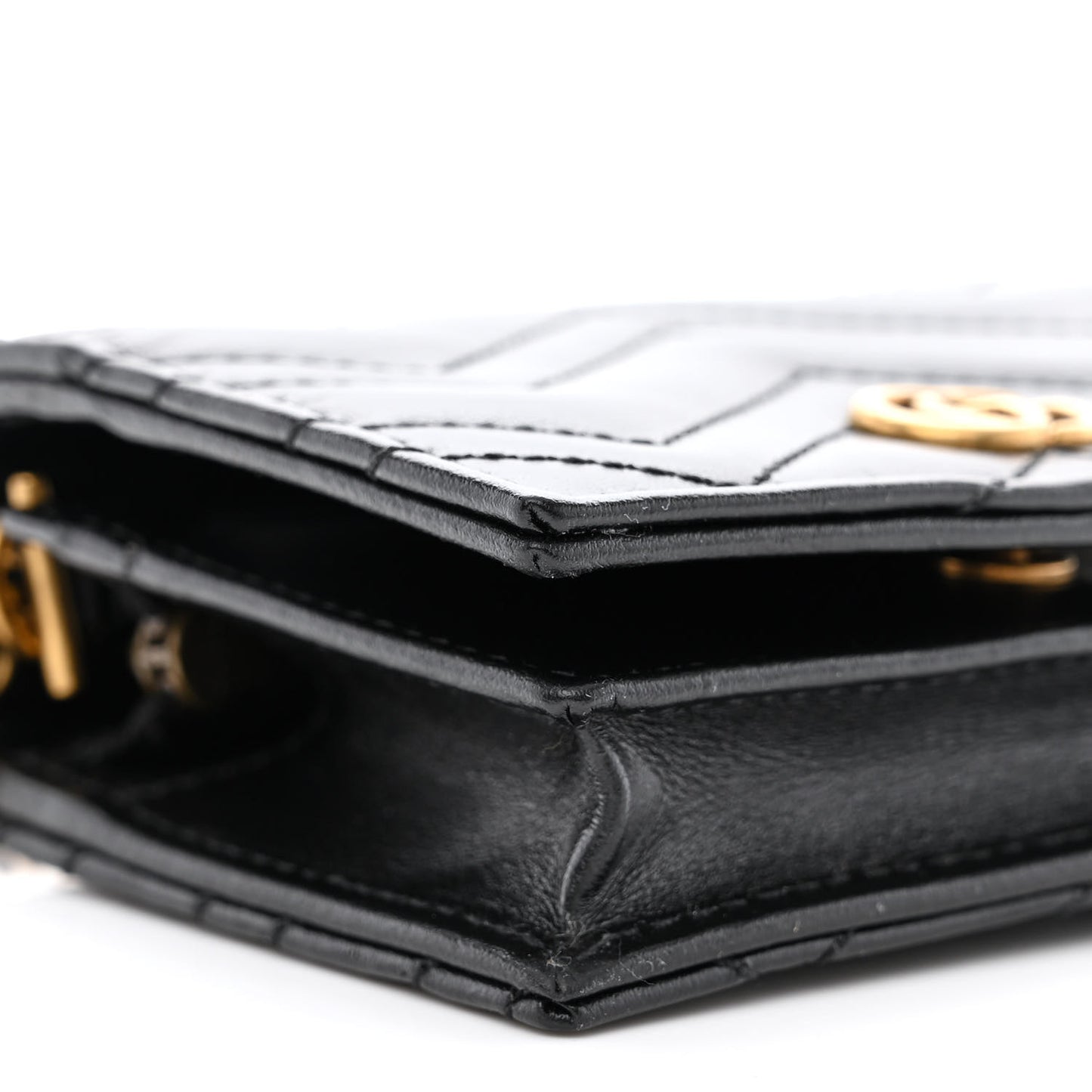 Calfskin Matelasse GG Marmont Mini Wallet On Chain Black