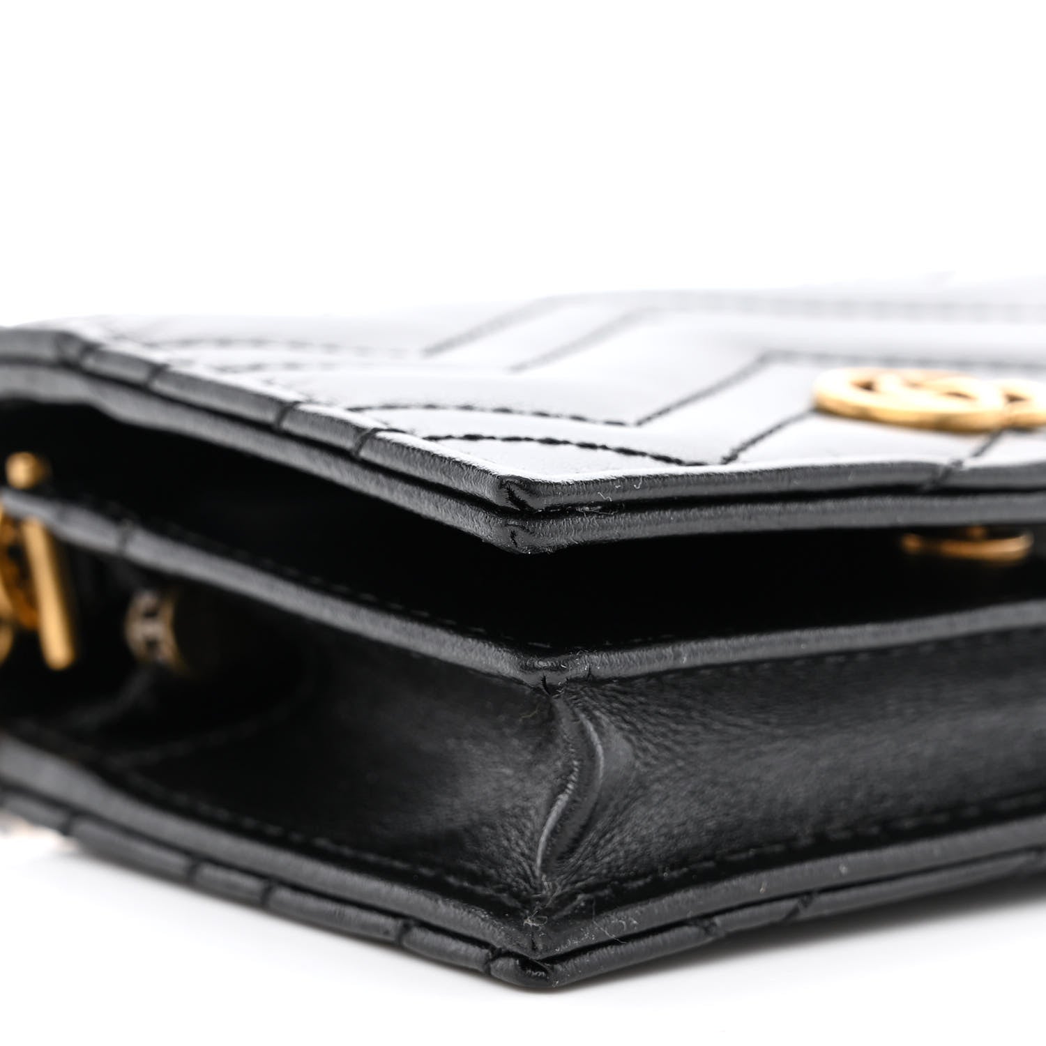 Gucci Calfskin Matelasse GG Marmont Mini Wallet On Chain Black 10 of 12