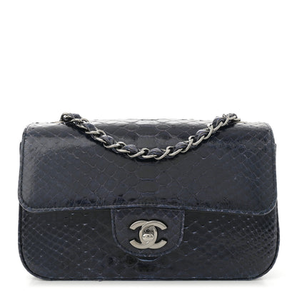 Chanel Snakeskin Mini Rectangular Flap Navy Blue 1 of 12