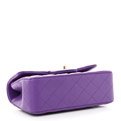 Chanel Lambskin Quilted Mini Top Handle Rectangular Flap Dark Purple 4 of 10
