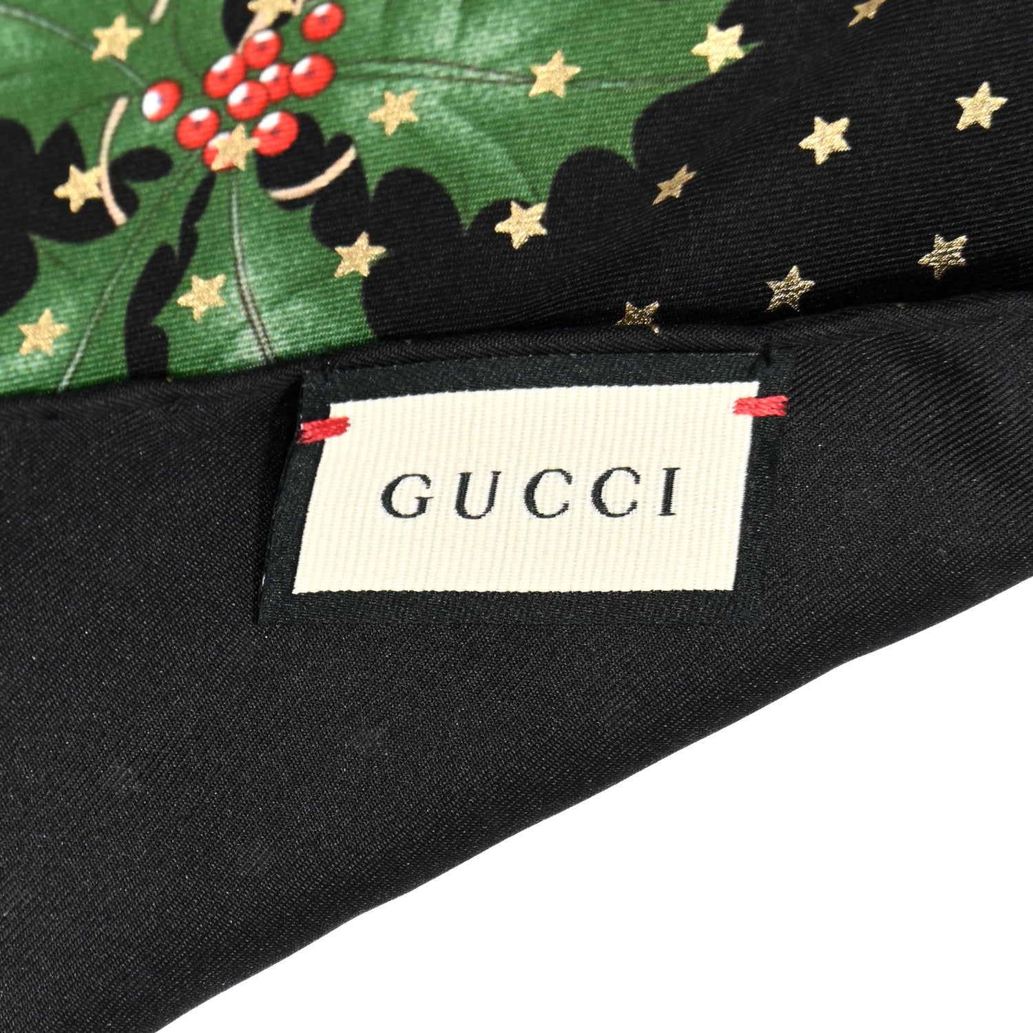 Gucci Silk Twill Flora Stars Square Scarf Black 3 of 3