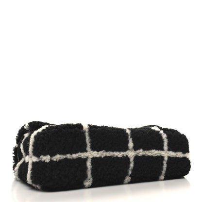 Chanel Shearling Lambskin Large Fluffy Tartan Single Flap Black White 5 of 11