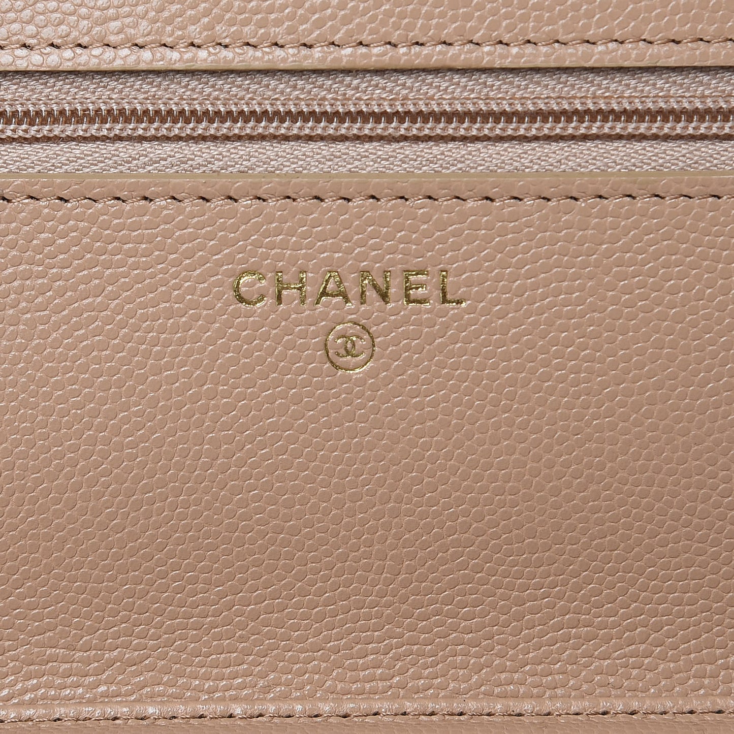 Caviar Quilted Wallet On Chain WOC Beige