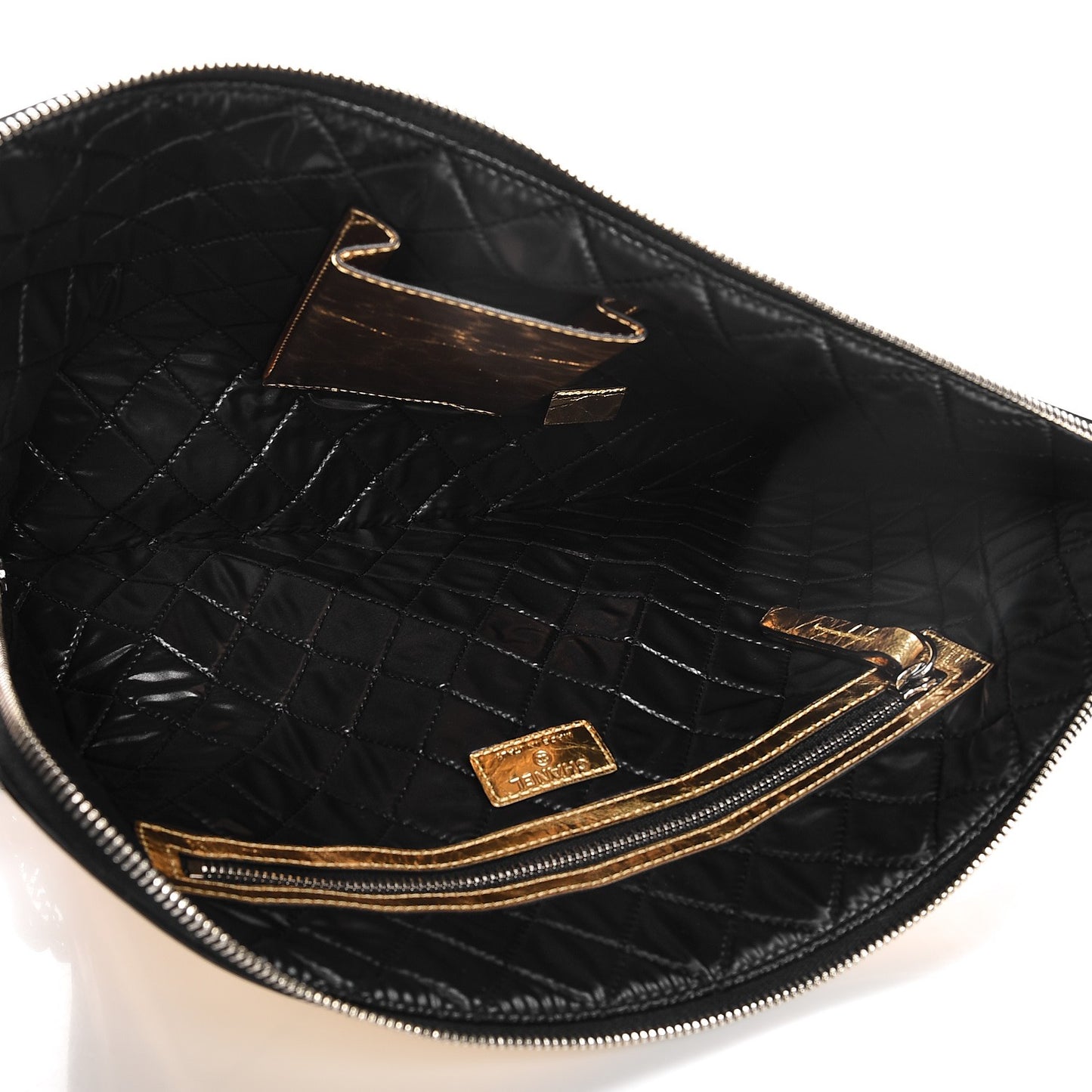 Metallic Lambskin Large Feministe Maize Feminine Pouch Clutch Gold