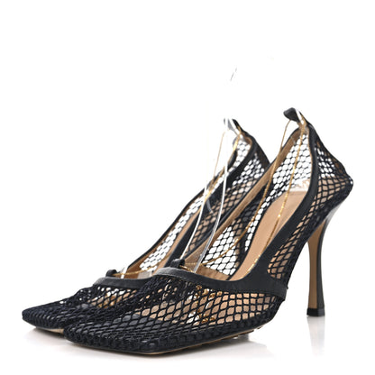 Bottega Veneta Mesh Calfskin Stretch Chain Strap 90mm Pumps 39.5 Black 4 of 8