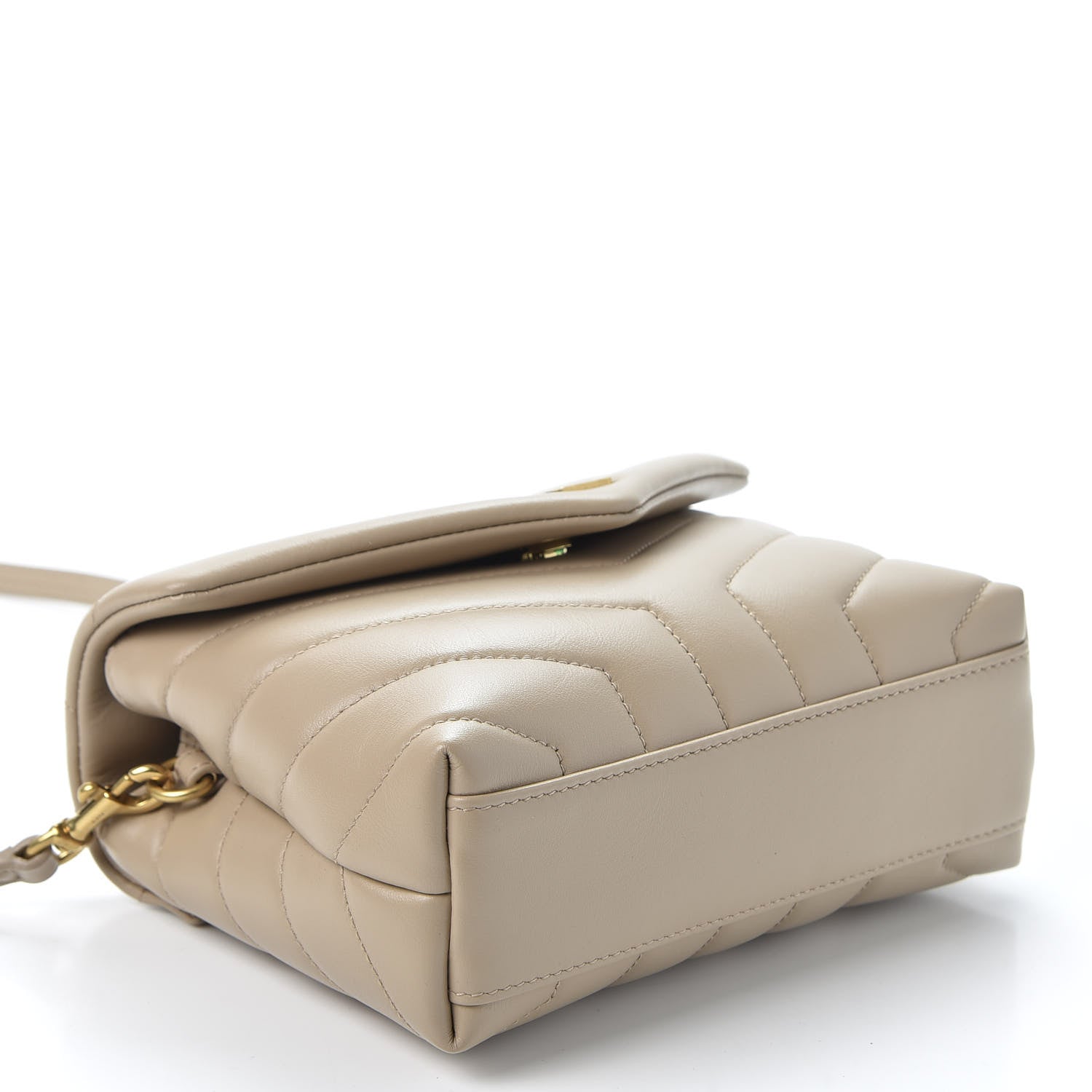 Saint Laurent Calfskin Y Quilted Monogram Toy Loulou Crossbody Bag Dark Beige 3 of 11