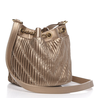 Chanel Metallic Lambskin Coco Pleats Small Drawstring Bag Gold 4 of 11