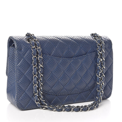 Chanel Lambskin Perforated Medium Double Flap Blue 3 of 11