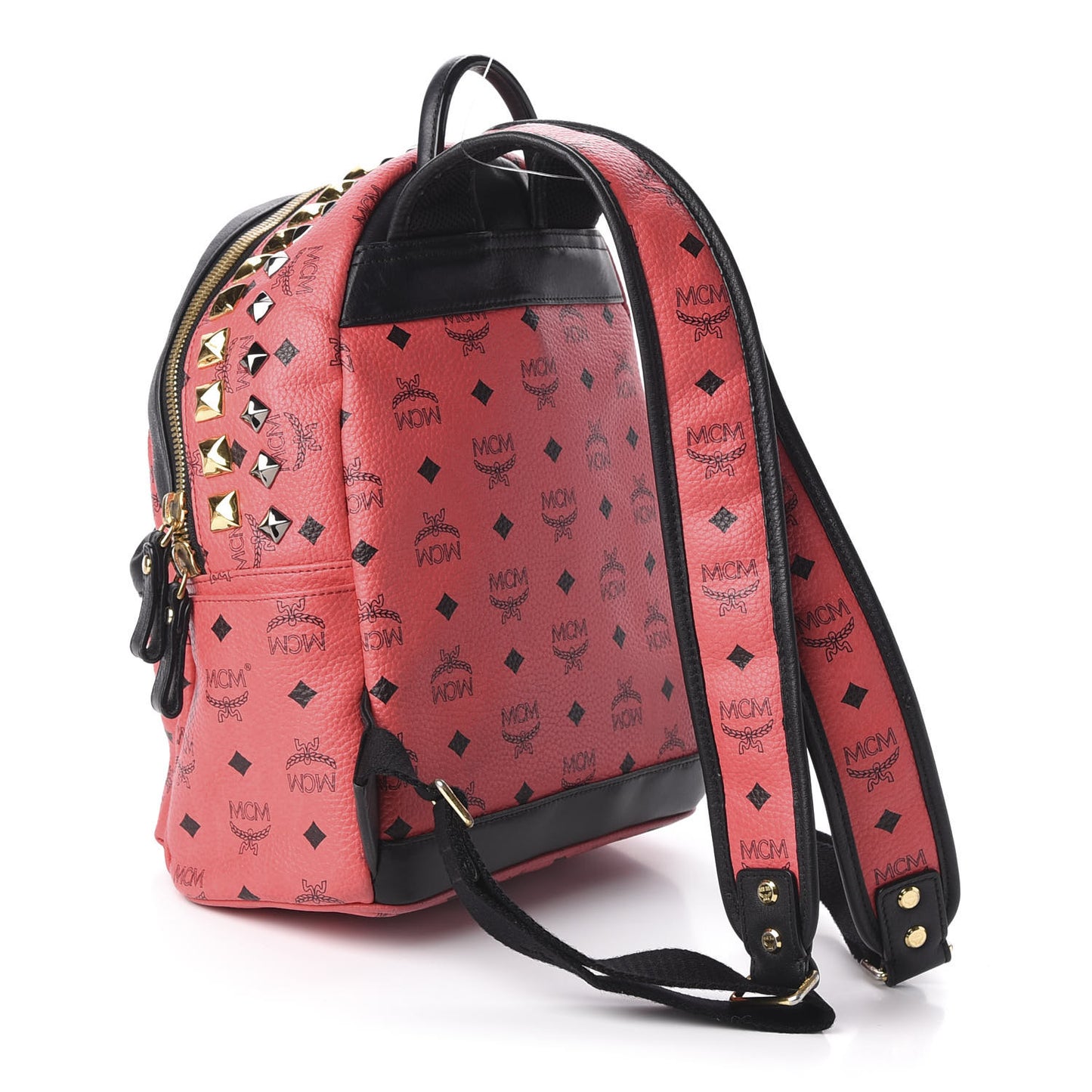 Visetos Studded Colorblock Small Stark Brock Backpack Coral Black