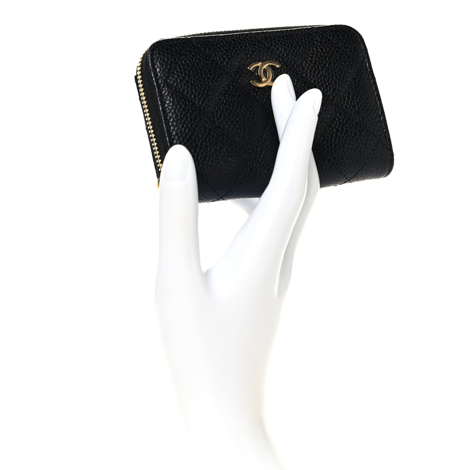 Chanel Caviar Quilted Zip Coin Purse Black 2 of 8