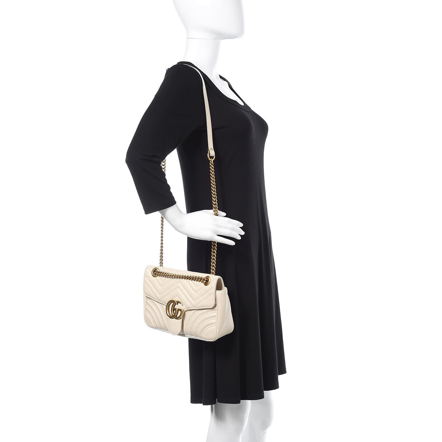 Gucci Calfskin Matelasse Small GG Marmont Shoulder Bag White 2 of 10