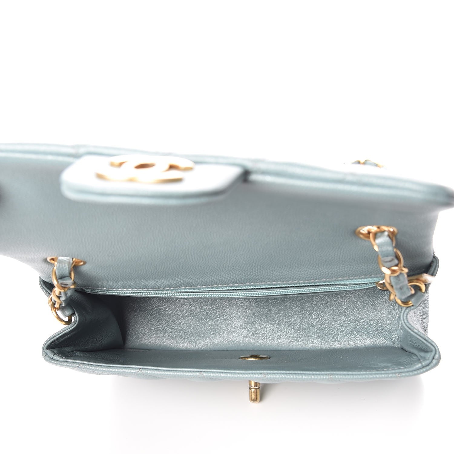 Chanel Iridescent Caviar Quilted Mini Rectangular Flap Light Blue 5 of 7