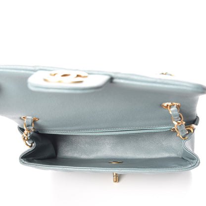 Chanel Iridescent Caviar Quilted Mini Rectangular Flap Light Blue 5 of 7
