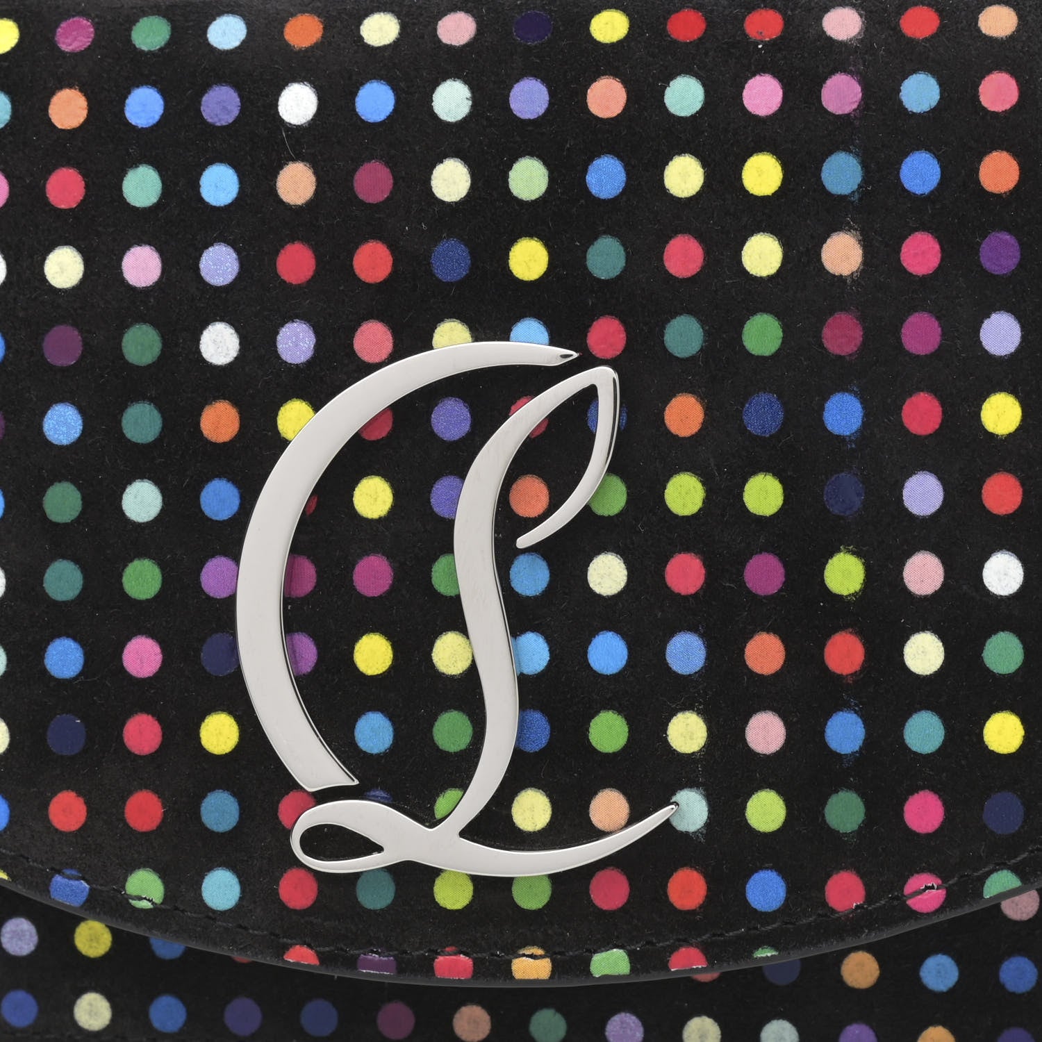 Christian Louboutin Suede Polka Dot Loubi54 Crossbody Clutch Black Multicolor 7 of 9