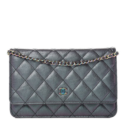 Chanel Iridescent Goatskin Quilted Wallet On Chain WOC Purple 1 of 13