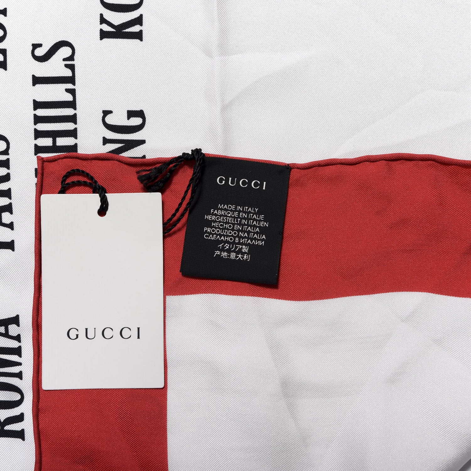 Gucci Silk Gucci World Square Scarf Ivory Red 3 of 4