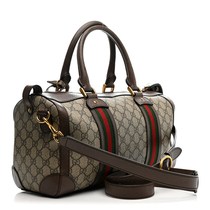 Gucci GG Supreme Monogram Textured Dollar Calfskin Web Small Duffle Bag Beige Ebony 3 of 15