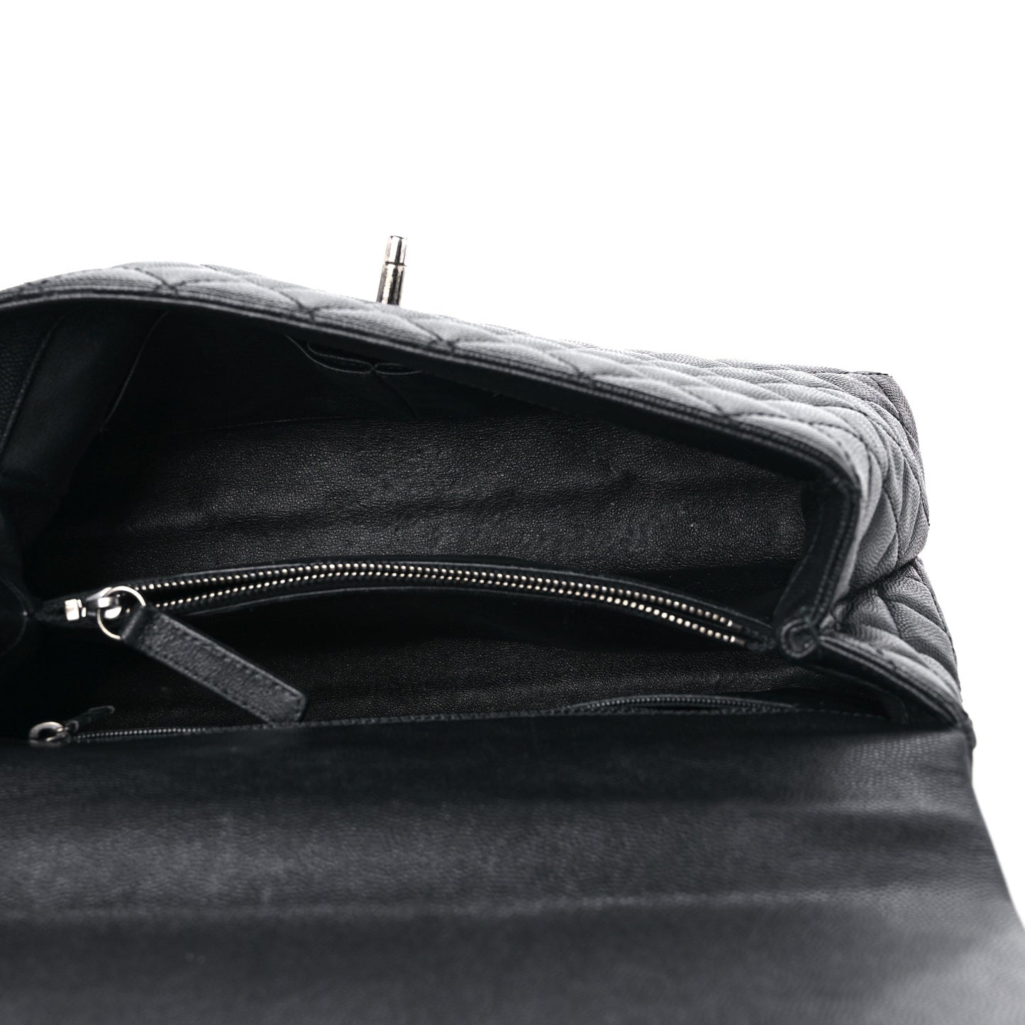 Caviar Lizard Embossed Quilted Small Coco Handle Flap Black