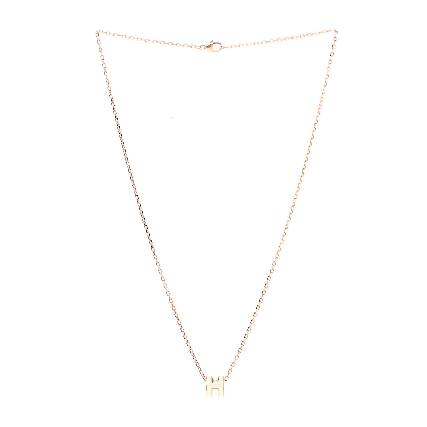 Lacquered Rose Gold Mini Pop H Pendant Necklace White