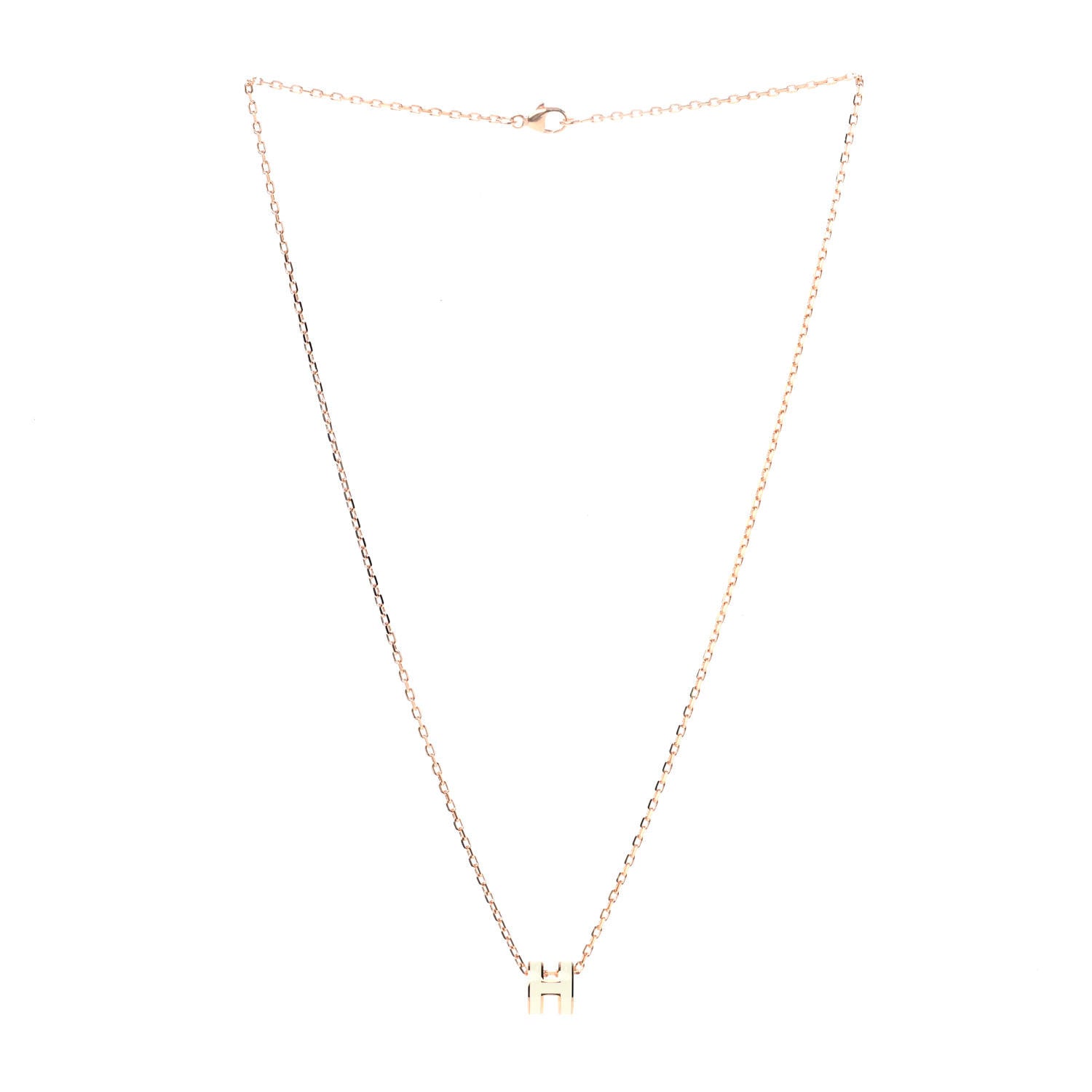 Hermes Lacquered Rose Gold Mini Pop H Pendant Necklace White 3 of 6