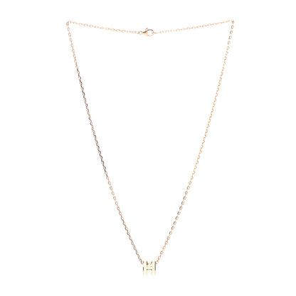 Hermes Lacquered Rose Gold Mini Pop H Pendant Necklace White 3 of 6