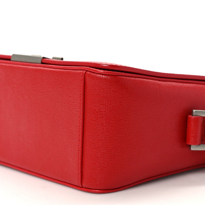 Off-White Saffiano Binder Clip Flap Shoulder Bag Red 8 of 8