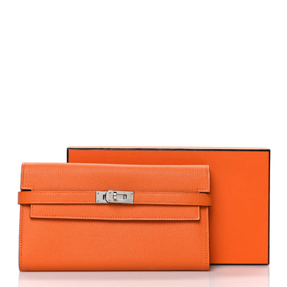 Hermes Chevre Mysore Kelly Longue Wallet Orange 8 of 8