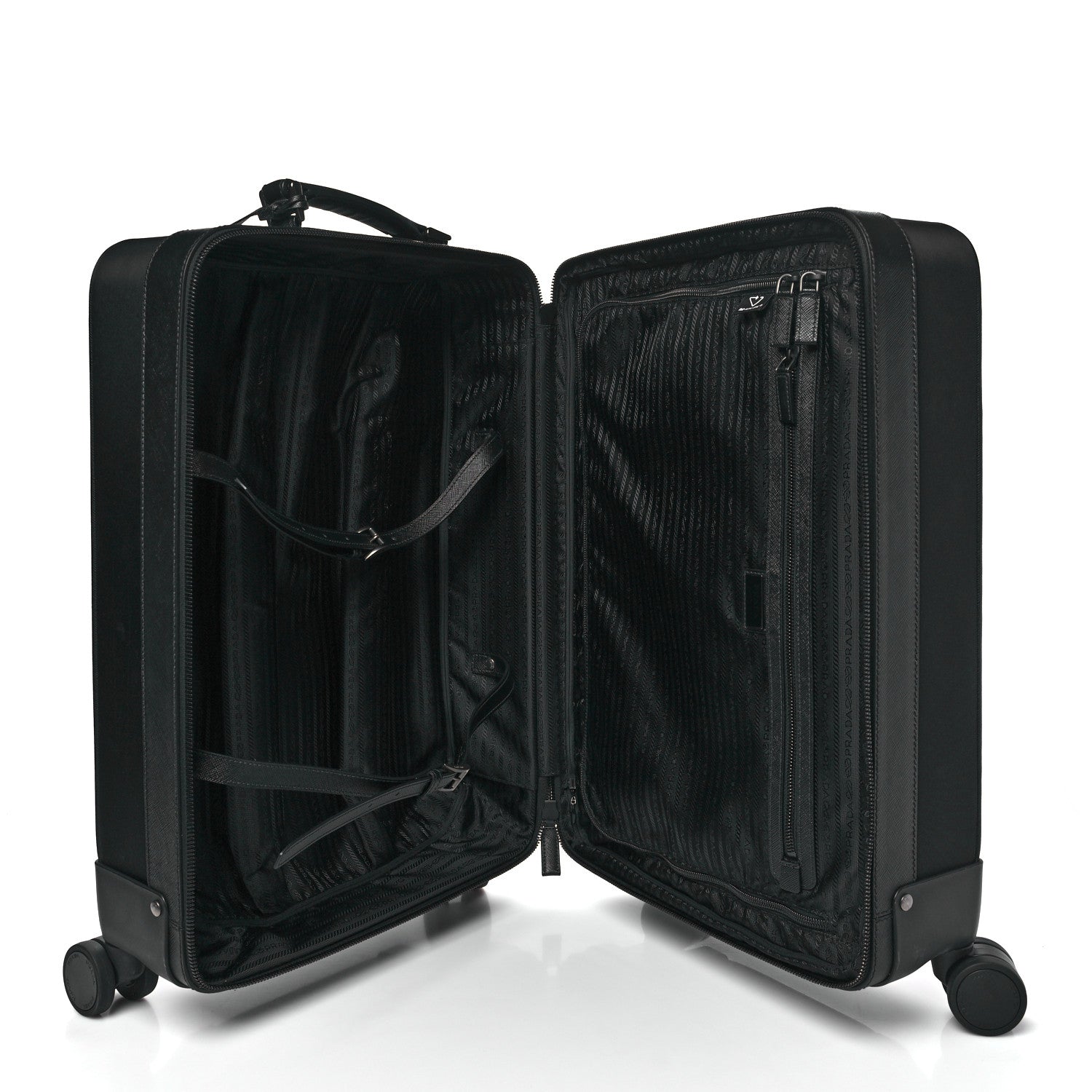 Prada Tessuto Nylon Saffiano Trolley Luggage Black 4 of 7