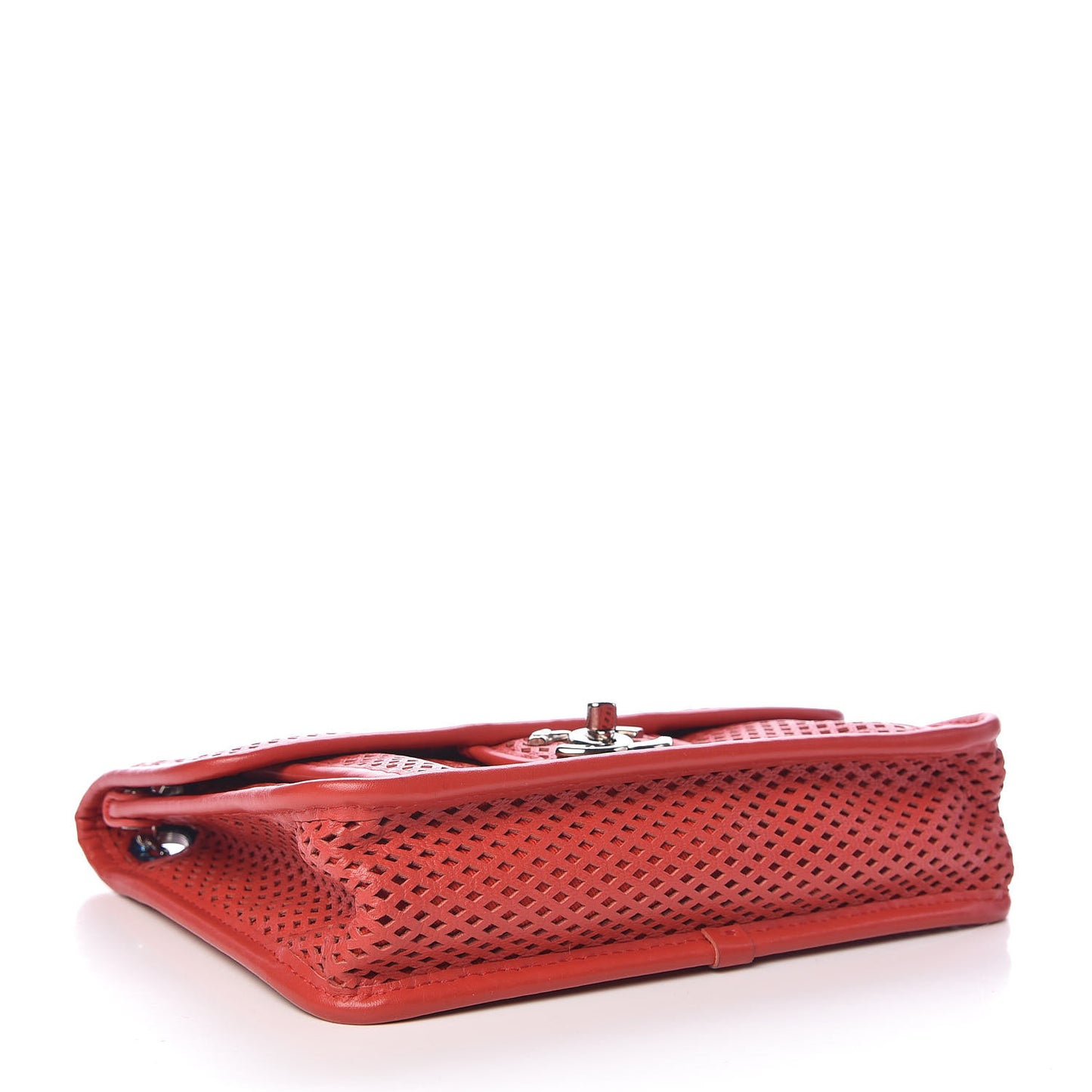 Perforated Calfskin Small Up In The Air Flap Red