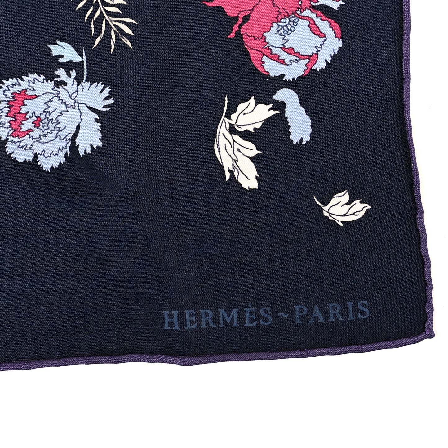 Silk Robe Legere Scarf 90 Marine Parme Rose
