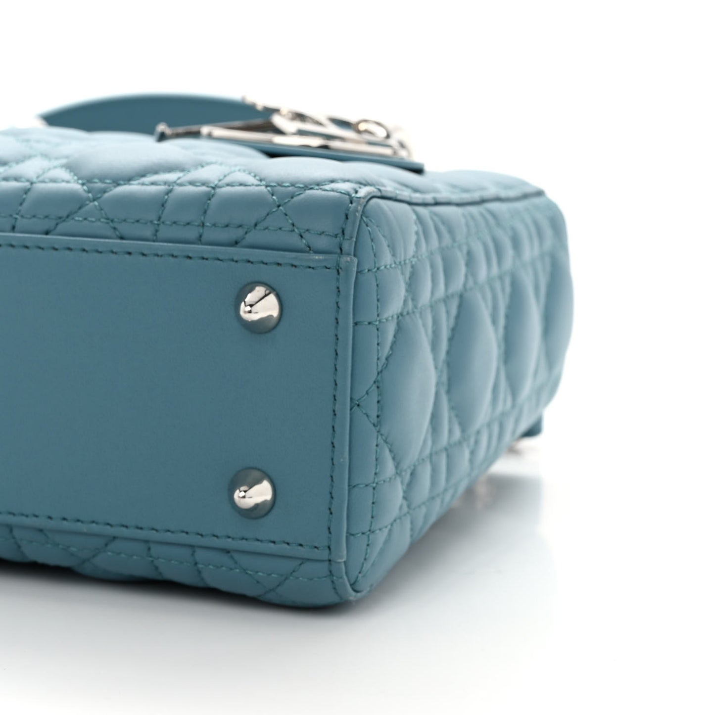 CHRISTIAN DIOR Lambskin Cannage Small My ABCDior Lady Dior Blue