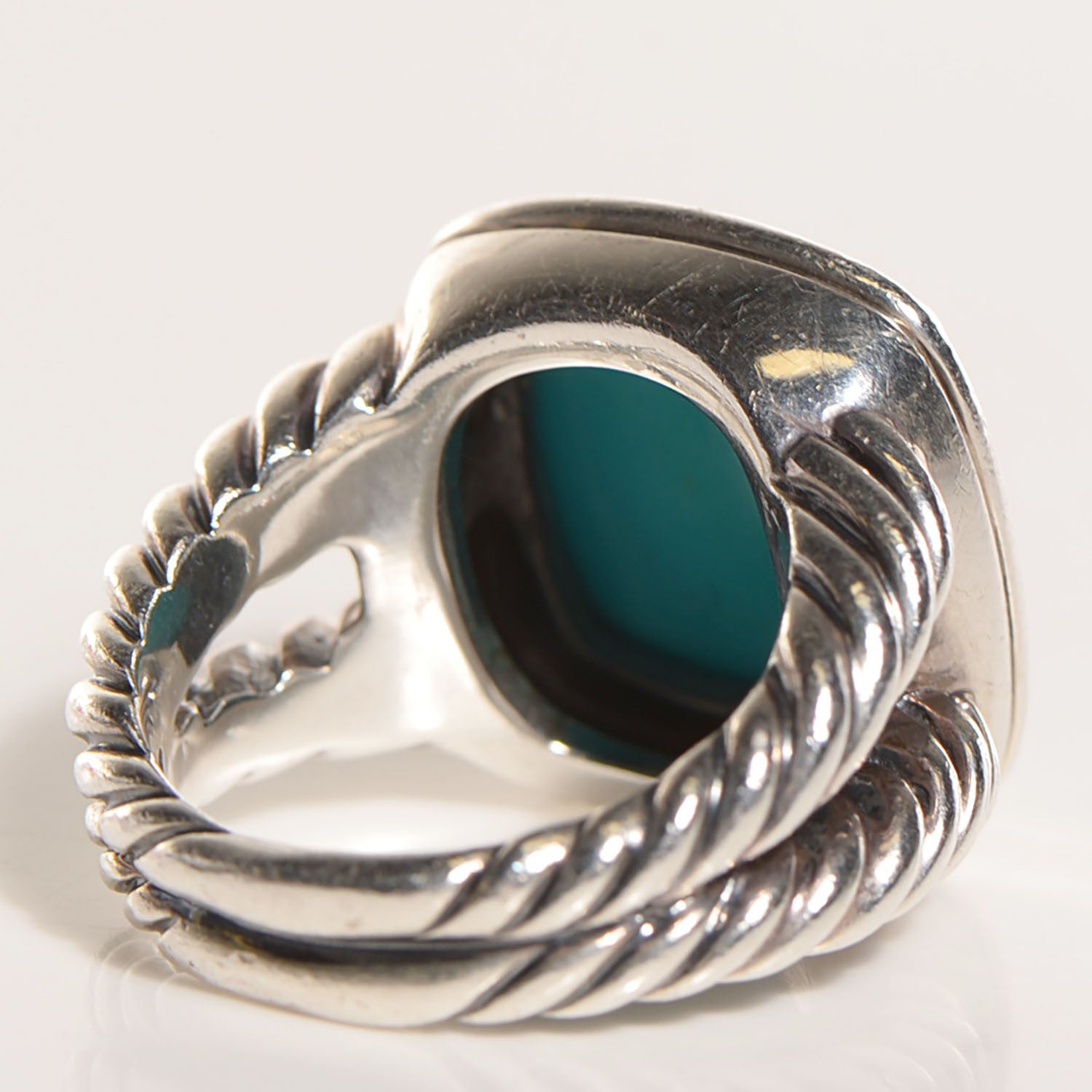 David Yurman Sterling Silver Turquoise 17mm Albion Ring 7.25 3 of 4