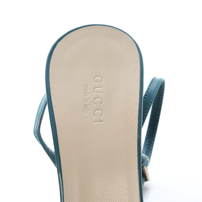 Gucci Lambskin Canvas Ribbon Sandals 8 Blue 11 of 11
