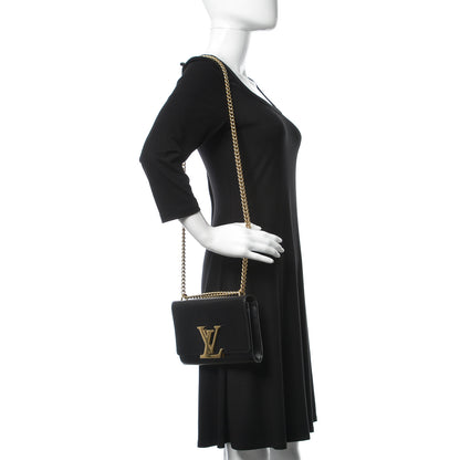 Louis Vuitton Calfskin Chain Louise MM Black 3 of 13