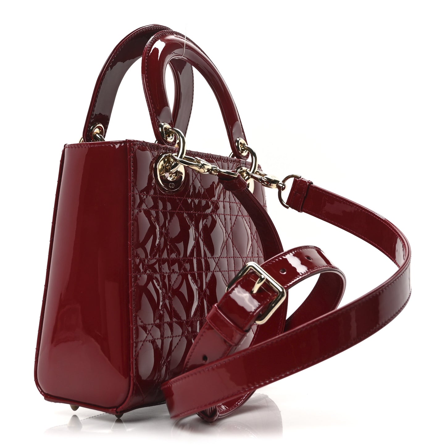 Patent Cannage Small Lady Dior Cherry Red