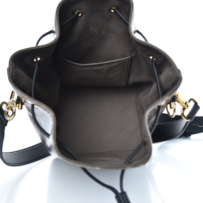Fendi Glazed Fabric Vitello Grace F is Fendi FF 1974 Stamp Patch Grande Mon Tresor Bucket Bag Mogano Panna Black 5 of 10